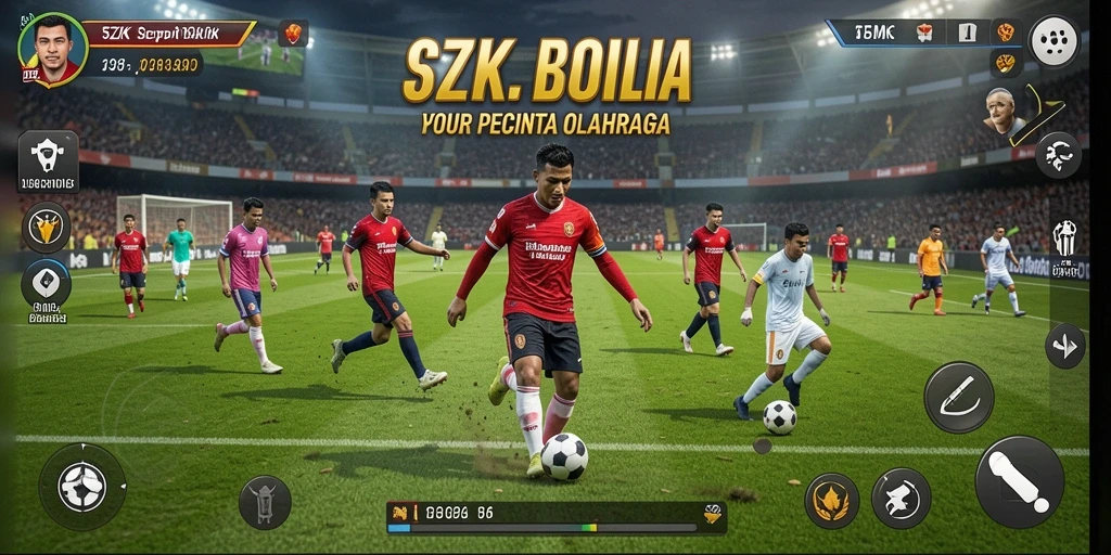 Screenshot gameplay 5ZK yang menampilkan aksi sepak bola seru.