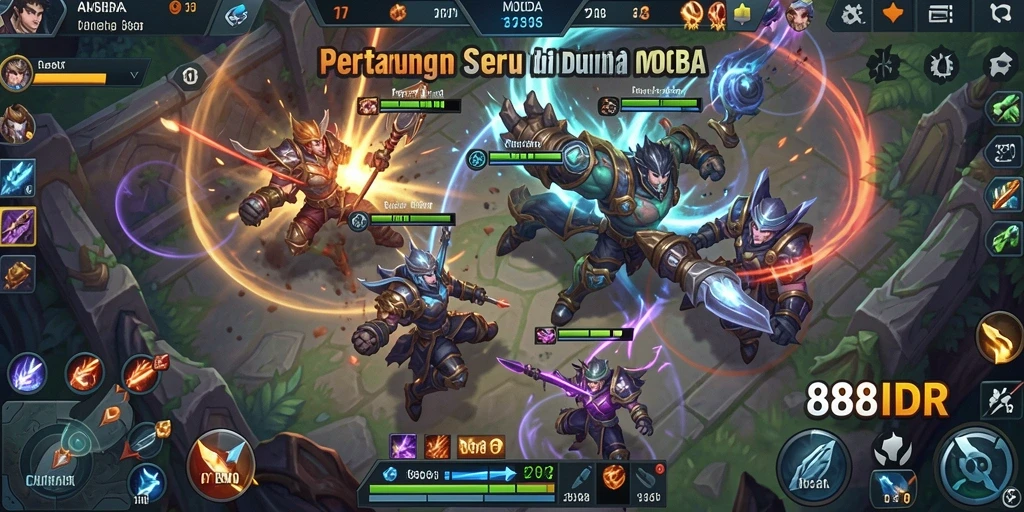 Gameplay seru MOBA di 888IDR dengan karakter unik.