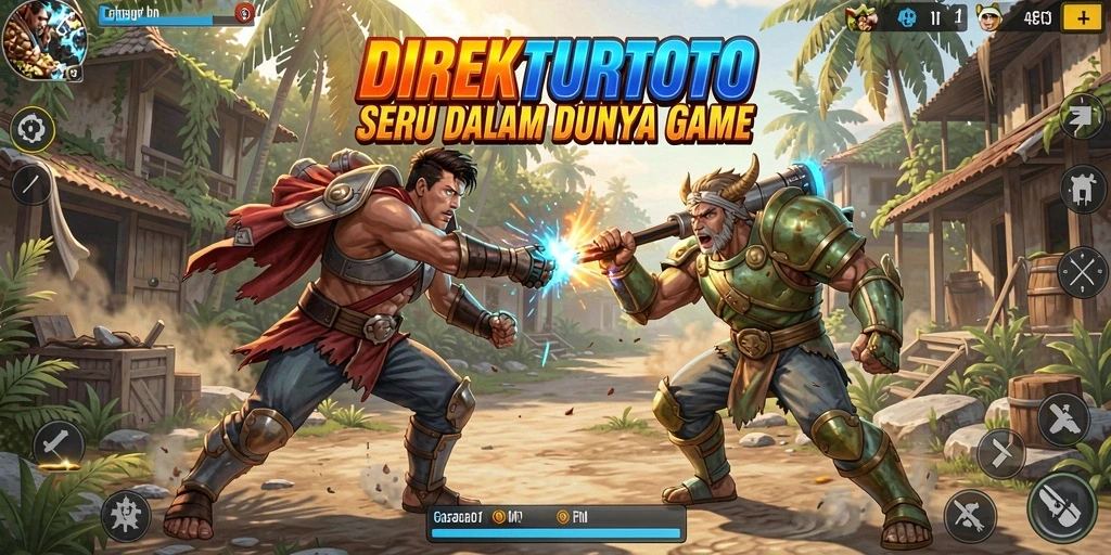 Screenshot utama menampilkan pertarungan seru dan karakter yang dinamis.