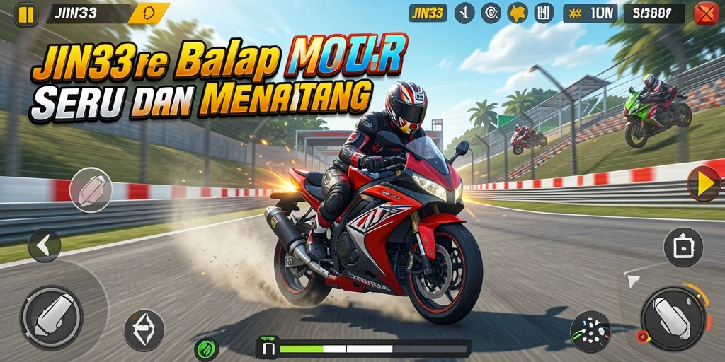 Screenshot JIN33 menampilkan balapan motor yang mendebarkan.