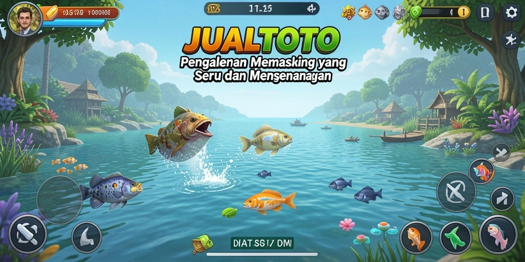 Screenshot gameplay JUALTOTO menampilkan aksi memancing yang seru.