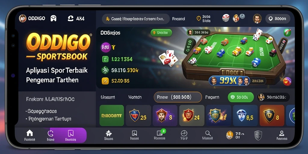 Screenshot utama ODDIGO menampilkan antarmuka permainan Sportsbook yang intuitif.