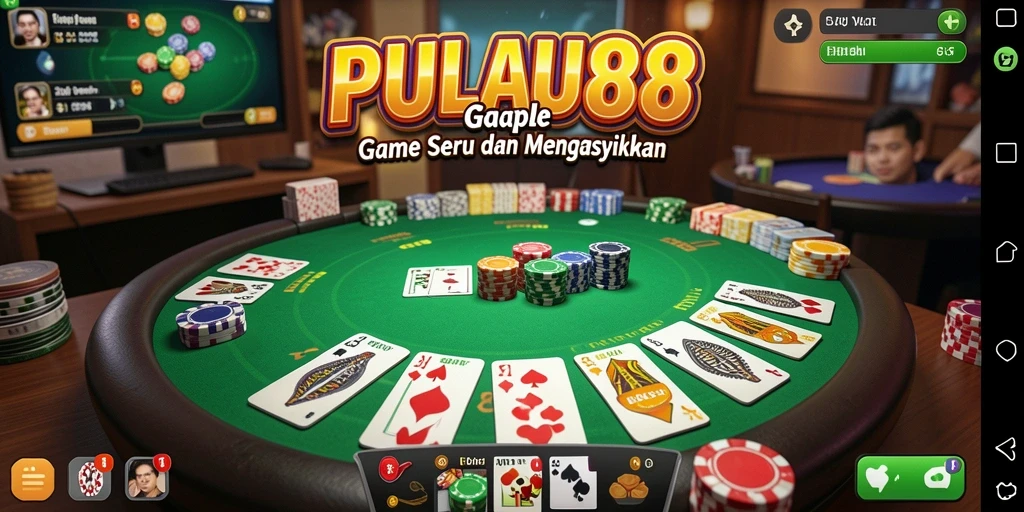 Tampilan ceria dari gameplay Gaple di PULAU88 yang mengasyikkan.
