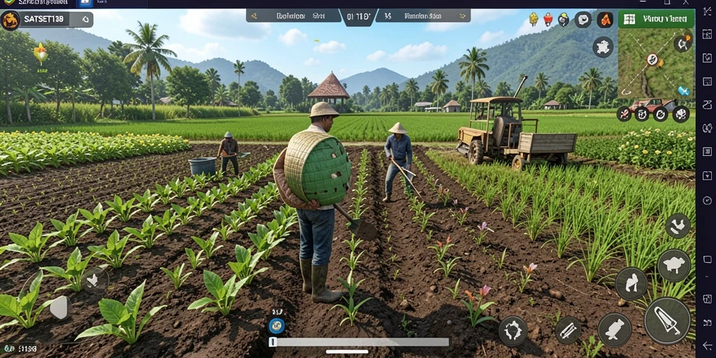 Tampilan gameplay menarik dari SATSET138 dengan aktivitas bertani.