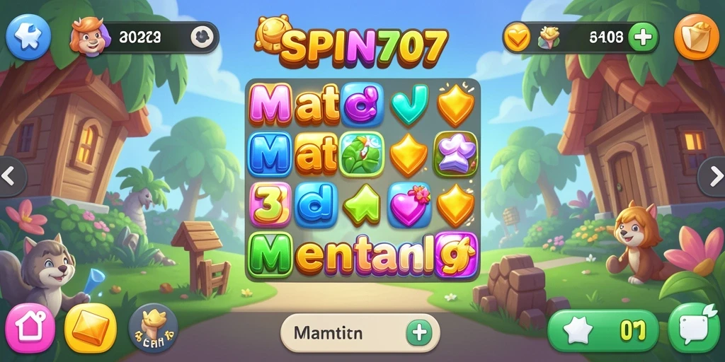 Tampilan gameplay seru dalam SPIN707 dengan tantangan Match-3.