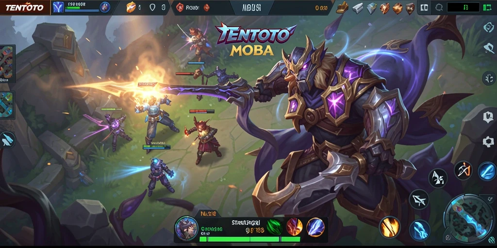 Tangkapan layar gameplay TENTOTO menunjukkan pertempuran tim yang seru.