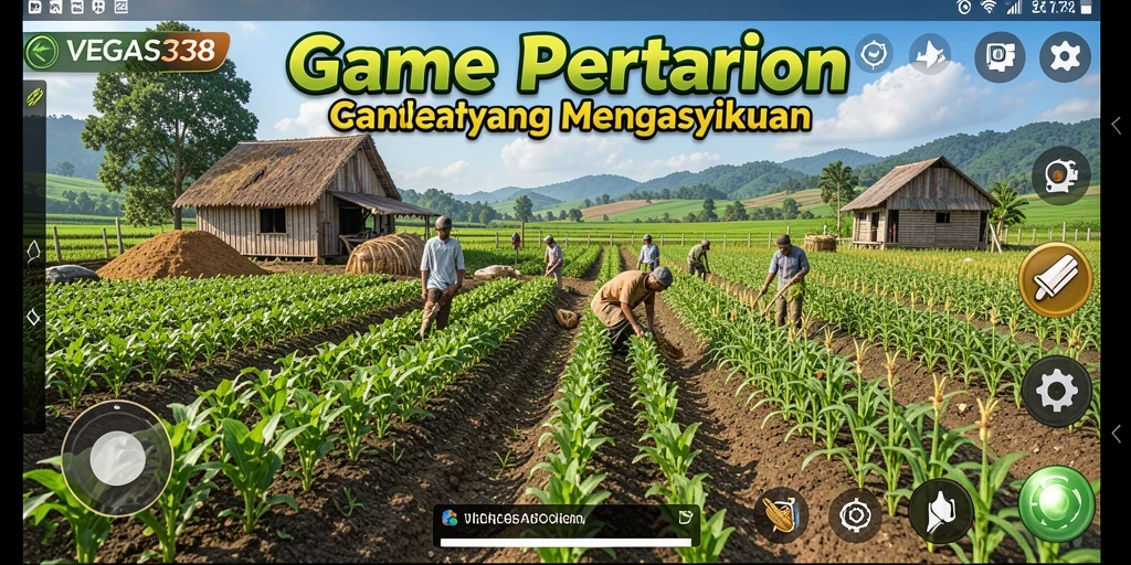 Screenshot gameplay VEGAS338 menampilkan aktivitas bertani yang seru.